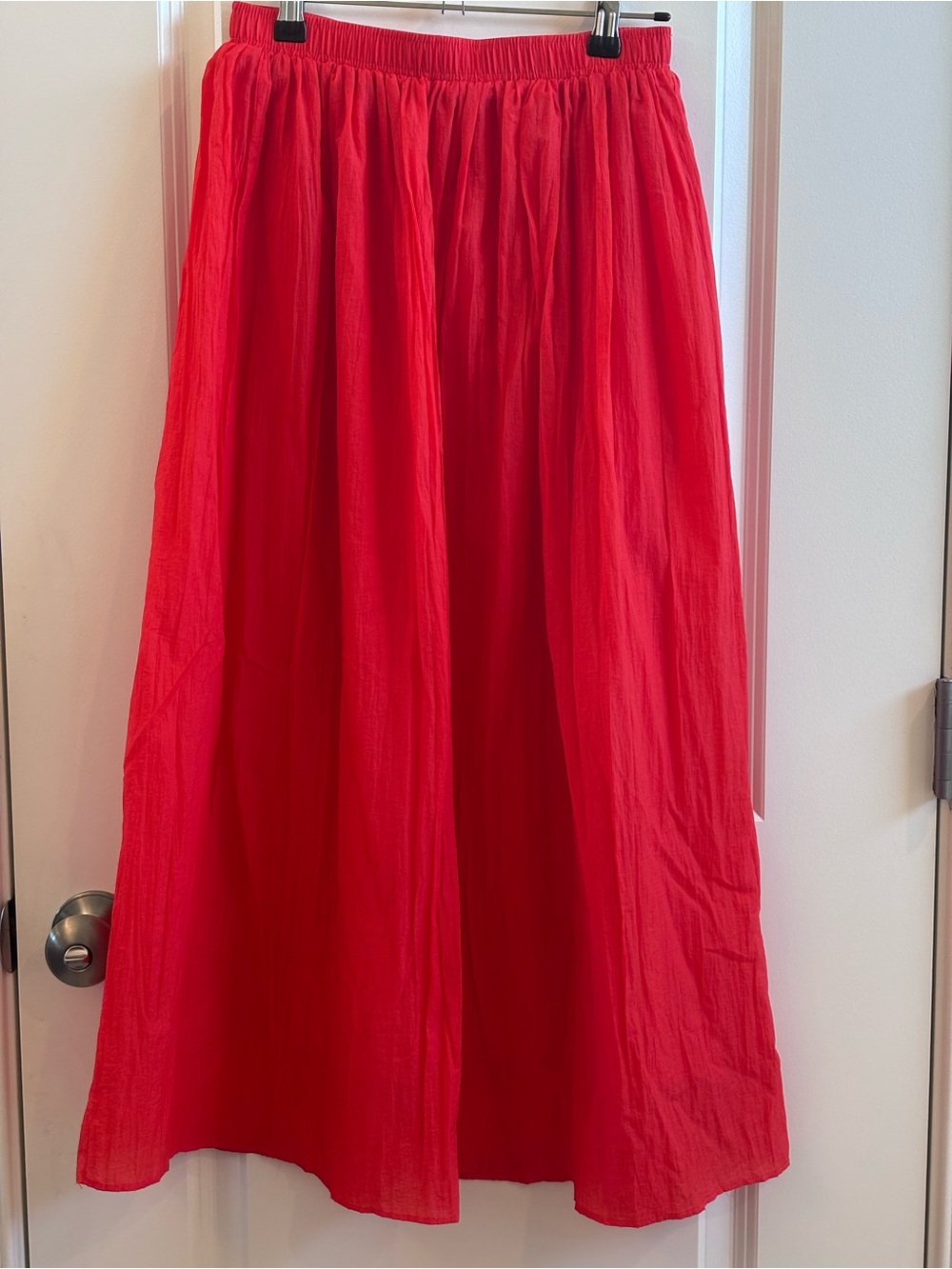 Zara Bright Orange Elastic-Waist Maxi Skirt